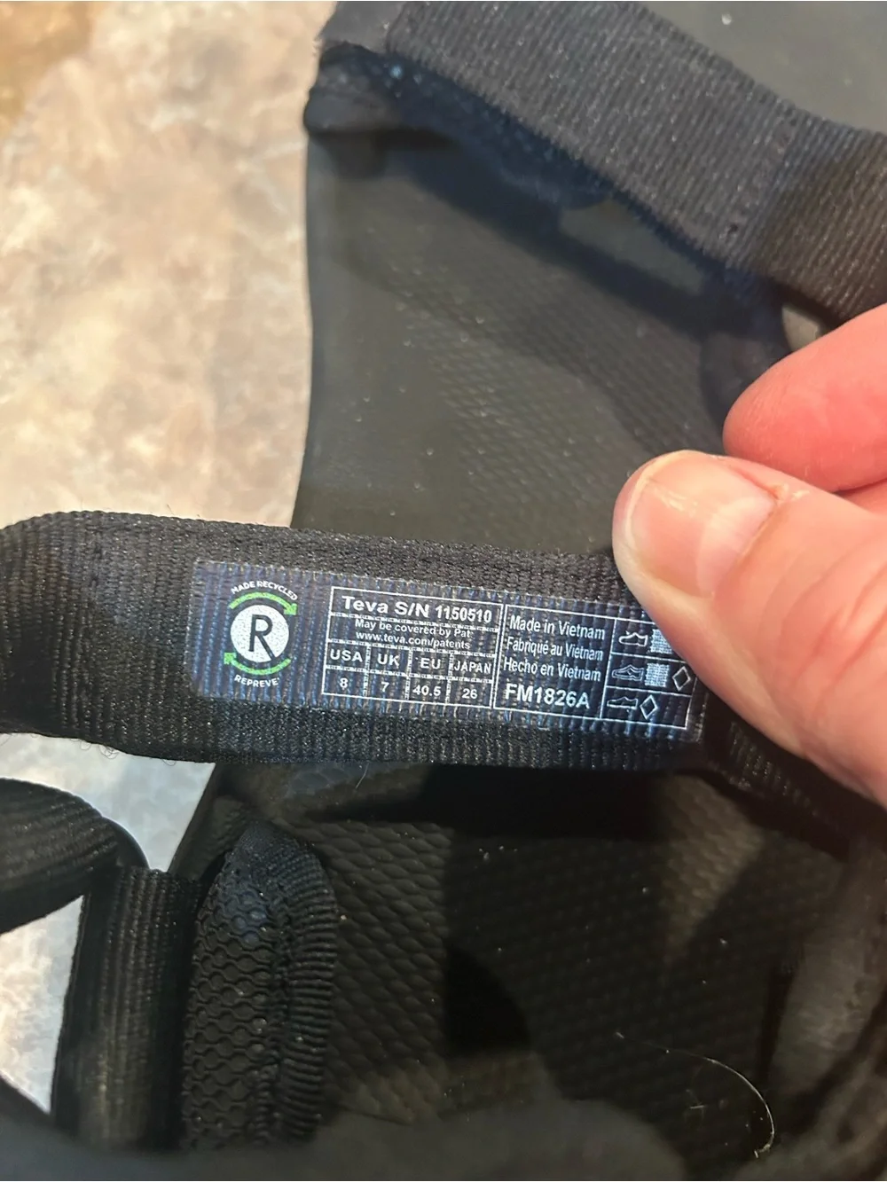 Teva Mens Size 8 Black Hydratek Performance Water Sandals